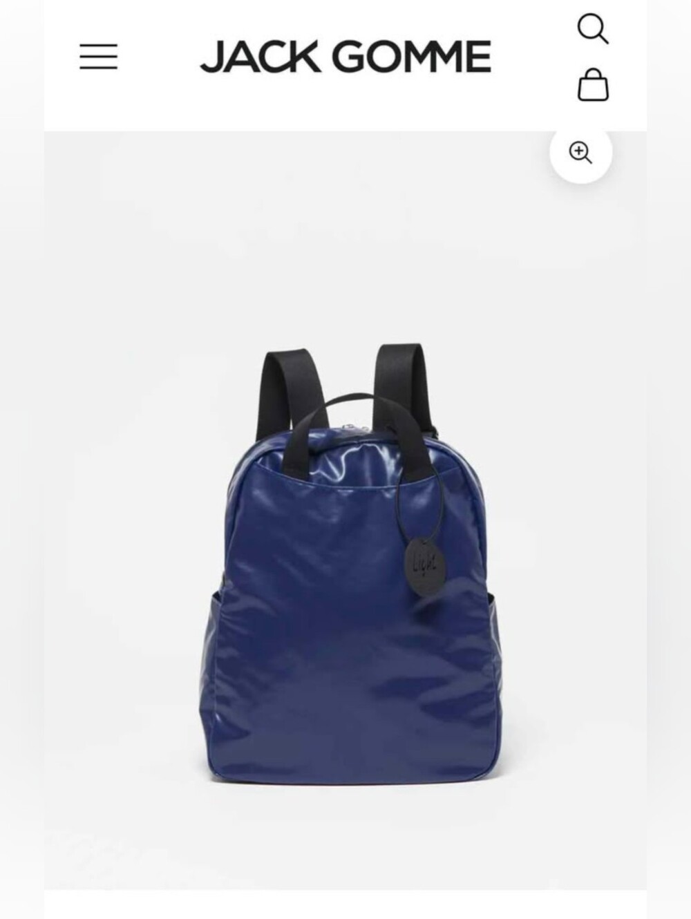 Jack Gomme Lami Light backpack in a shiny navy blue finish. ( Marine color)